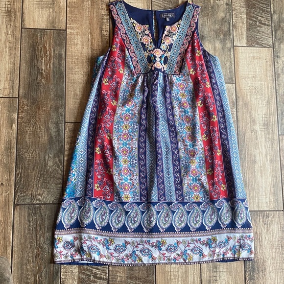 Luxology Dresses & Skirts - Luxology Embroidered Multicolor Sleeveless Mini Dress